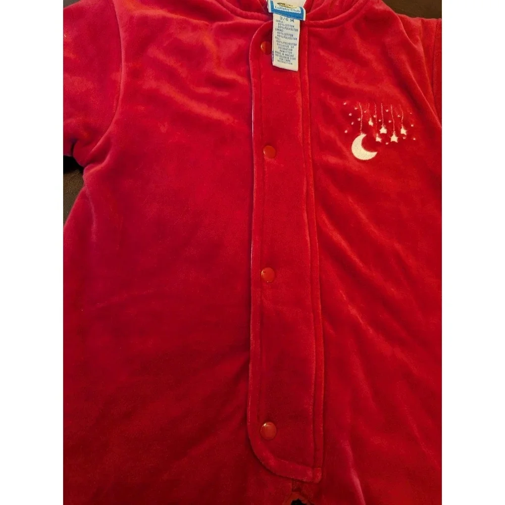 Vintage 90s Lullaby Club Hooded Velour Bunting Suit 3-6M NWT Deep‎ Pink